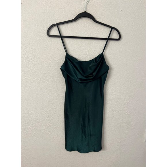 Saints + Secrets Dark Green emerald  Cowl Neck Mini Dress women size small - Picture 1 of 5
